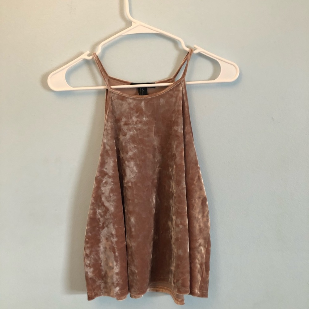 Gold velvet halter top